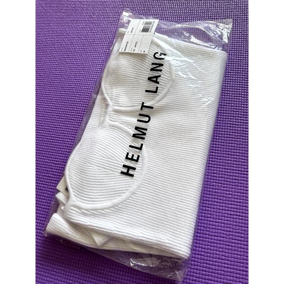 $265 New Helmut Lang White Off the Shoulders Top Sz M Womens stretch top - Picture 7 of 7